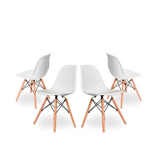 Foto 1 | Foto 1 | Set De 4 Sillas Para Comedor Color Blanco Con Patas De Madera De Haya Y Soporte De Metal
