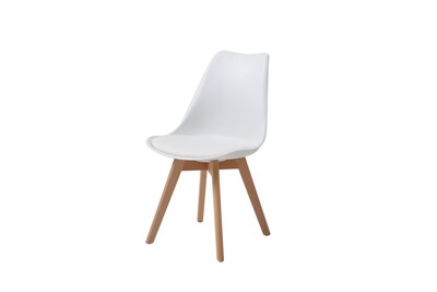 Foto 3 | Foto 3 | Set De 4 Sillas Para Comedor Con Asiento Acolchado En Vinipiel Color Blanco Con Patas De Madera De Haya