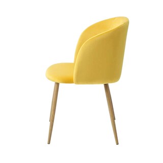 Foto 2 | Foto 2 | Set De 4 Sillas Para Comedor Con Asiento Y Respaldo En Terciopelo Mostaza Con Estructura De Metal Y Patas Ilusión Madera