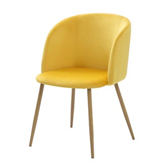 Foto 3 | Foto 3 | Set De 4 Sillas Para Comedor Con Asiento Y Respaldo En Terciopelo Mostaza Con Estructura De Metal Y Patas Ilusión Madera