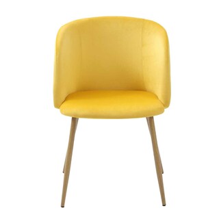 Foto 4 | Foto 4 | Set De 4 Sillas Para Comedor Con Asiento Y Respaldo En Terciopelo Mostaza Con Estructura De Metal Y Patas Ilusión Madera