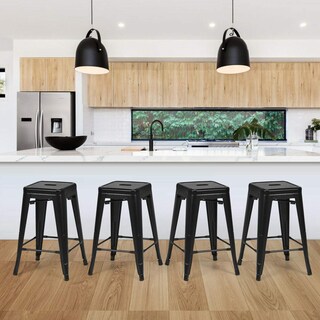 Foto 3 | Foto 3 | Juego De 4 Taburetes De Bar Costway De Metal Con Respaldo Extraíble De 60 Cm - Venta Internacional.