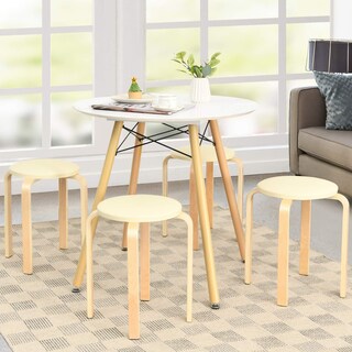 Foto 4 | Foto 4 | Taburetes Stack Costway Bentwood, Paquete De 4, Con Tapa De Piel Sintética De 47 Cm - Venta Internacional.