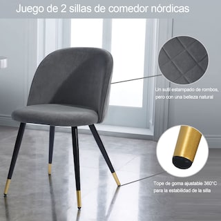 Foto 6 | Foto 6 | Set De 2 Sillas De Comedor Furniturer Zomba Gris 48 X 45.5 X 78 Cm