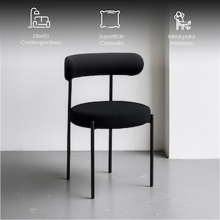 Foto 3 | Foto 3 | Ilios Innova | 4 Sillas Aria Negras. Diseño Minimalista En Tela Bouclé Y Metal. Ideales Para Comedor Sala O Restaurante.