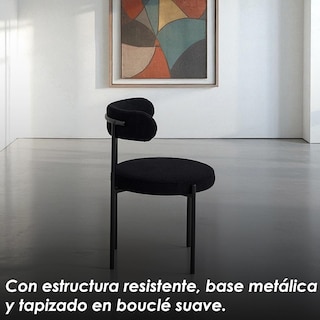 Foto 6 | Foto 6 | Ilios Innova | 4 Sillas Aria Negras. Diseño Minimalista En Tela Bouclé Y Metal. Ideales Para Comedor Sala O Restaurante.