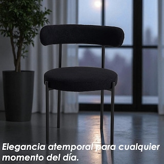 Foto 8 | Foto 8 | Ilios Innova | 4 Sillas Aria Negras. Diseño Minimalista En Tela Bouclé Y Metal. Ideales Para Comedor Sala O Restaurante.