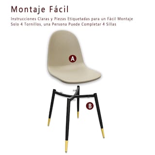Foto 7 | Foto 7 | Set De 4 Sillas De Comedor Furniturer Charlton Beige 44 X 41.5 X 88 Cm