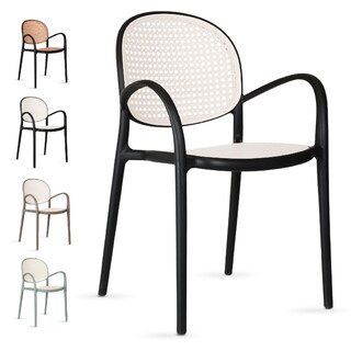 Foto 7 | Foto 7 | Magma Life Sillas Centauri: Set De 4 Sillas Elegantes Con Descansabrazos De Polipropileno Resistente (negro Con Beige)