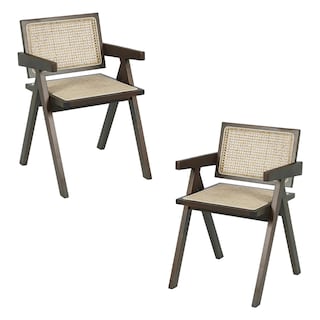 Foto 1 | Foto 1 | Ilios Innova | Set De 2 Sillas Jean De Madera Y Ratán Sintético Con Respaldo Y Asiento Trenzado Para Comedor O Sala.