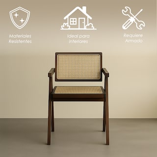 Foto 3 | Foto 3 | Ilios Innova | Set De 2 Sillas Jean De Madera Y Ratán Sintético Con Respaldo Y Asiento Trenzado Para Comedor O Sala.