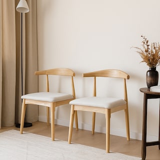 Foto 4 | Foto 4 | Ilios Innova | Set De 2 Sillas Nórdico De Madera De Caucho Con Asiento De Piel Sintética Beige Para Comedor O Sala