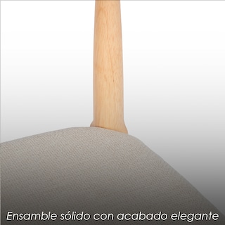 Foto 6 | Foto 6 | Ilios Innova | Set De 2 Sillas Nórdico De Madera De Caucho Con Asiento De Piel Sintética Beige Para Comedor O Sala