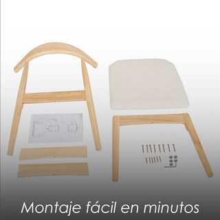 Foto 7 | Foto 7 | Ilios Innova | Set De 2 Sillas Nórdico De Madera De Caucho Con Asiento De Piel Sintética Beige Para Comedor O Sala