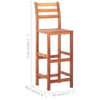 Foto 7 | Foto 7 | Juego De 4 Taburetes De Bar Vidaxl Con Respaldo Alto De Madera Maciza De Acacia - Venta Internacional.