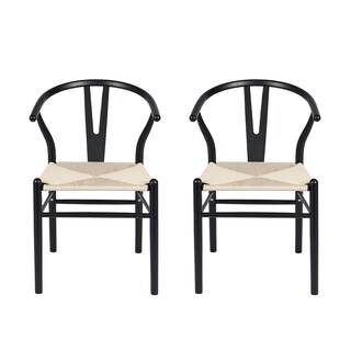 Foto 1 | Foto 1 | Ilios Innova | Set 2 Sillas De Comedor Moderno Con Estructura Negra De Madera Haya Y Asiento De Cuerda De Papel Tejido