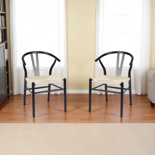 Foto 5 | Foto 5 | Ilios Innova | Set 2 Sillas De Comedor Moderno Con Estructura Negra De Madera Haya Y Asiento De Cuerda De Papel Tejido