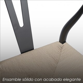 Foto 6 | Foto 6 | Ilios Innova | Set 2 Sillas De Comedor Moderno Con Estructura Negra De Madera Haya Y Asiento De Cuerda De Papel Tejido