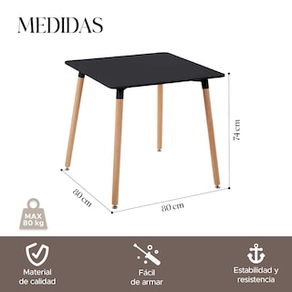 Foto 3 | Foto 3 | Mesa de Comedor Cuadrada Estilo Eames Minimalista Moderna