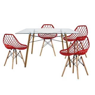 Foto 1 | Foto 1 | Comedor Rectangular T5 Vento Mundo In Cristal 4 Personas Color Rojo