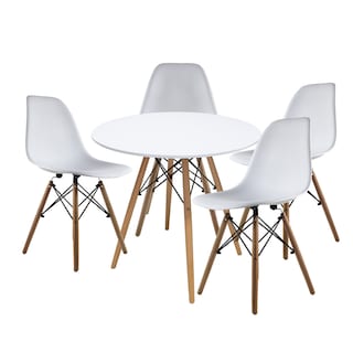 Foto 1 | Foto 1 | Comedor Circular Mundo In 80 cm Oslo color Blanco + 4 Sillas Eames