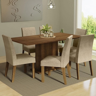 Foto 2 | Foto 2 | Juego de Comedor con Tablero de Madera y 6 Sillas Madesa Renata Marrón/Imperial