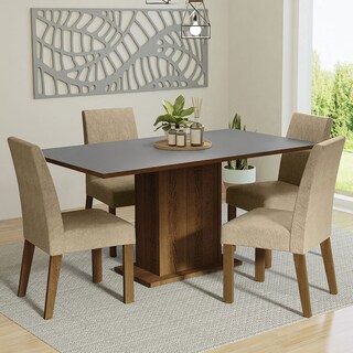 Foto 2 | Foto 2 | Juego de Comedor con Tablero de Madera y 4 Sillas Madesa Keila Marrón/Gris