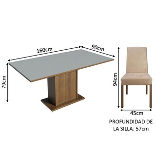 Foto 3 | Foto 3 | Juego de Comedor con Tablero de Madera y 4 Sillas Madesa Keila Marrón/Gris