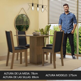 Foto 5 | Foto 5 | Juego de Comedor Madesa Mesa con Tablero ce Vidrio 4 Sillas