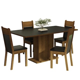 Foto 1 | Foto 1 | Juego de Comedor con Tablero de Madera y 4 Sillas Madesa Elisa Negro/Marrón