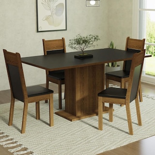 Foto 2 | Foto 2 | Juego de Comedor con Tablero de Madera y 4 Sillas Madesa Elisa Negro/Marrón