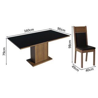 Foto 3 | Foto 3 | Juego de Comedor con Tablero de Madera y 4 Sillas Madesa Elisa Negro/Marrón