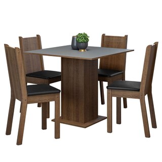 Foto 1 | Foto 1 | Juego de Comedor Mesa Tablero De Madera 4 Sillas Marrón/gris/negro