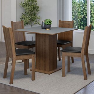 Foto 2 | Foto 2 | Juego de Comedor Mesa Tablero De Madera 4 Sillas Marrón/gris/negro