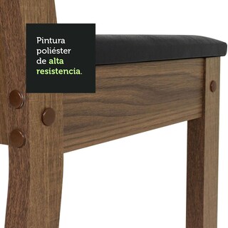 Foto 8 | Foto 8 | Juego de Comedor Mesa Tablero De Madera 4 Sillas Marrón/gris/negro