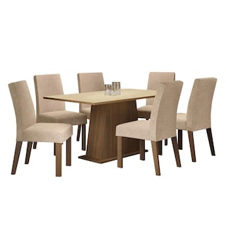 Foto 1 | Foto 1 | Juego de Comedor Madesa Luciana Mesa Con Tablero De Madera Y 6 Sillas Marrón/crema/imperial