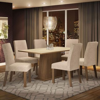 Foto 2 | Foto 2 | Juego de Comedor Madesa Luciana Mesa Con Tablero De Madera Y 6 Sillas Marrón/crema/imperial