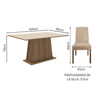 Foto 3 | Foto 3 | Juego de Comedor Madesa Luciana Mesa Con Tablero De Madera Y 6 Sillas Marrón/crema/imperial