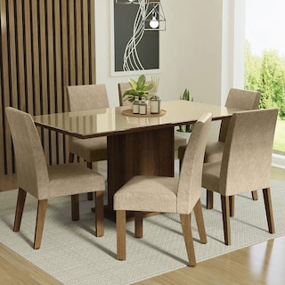 Foto 2 | Foto 2 | Juego de Comedor Mesa Tablero de Vidrio 6 Sillas Madesa Alexis Beige