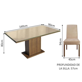 Foto 3 | Foto 3 | Juego de Comedor Mesa Tablero de Vidrio 6 Sillas Madesa Alexis Beige
