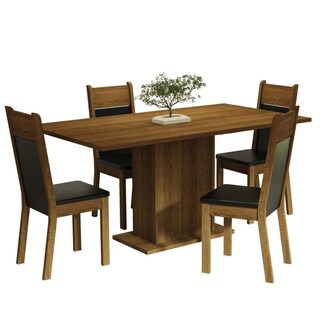 Foto 1 | Foto 1 | Juego de Comedor con Tablero de Madera y 4 Sillas Madesa Elisa Marrón/Negro