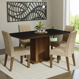 Foto 1 | Foto 1 | Juego de Comedor con Tablero de Madera 4 Sillas Madesa Keila Marrón y Negro