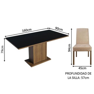 Foto 3 | Foto 3 | Juego de Comedor con Tablero de Madera 4 Sillas Madesa Keila Marrón y Negro