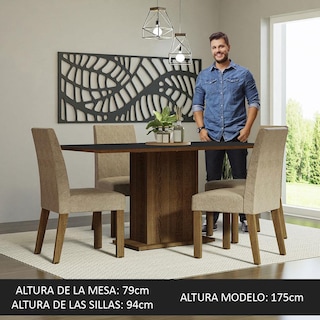 Foto 4 | Foto 4 | Juego de Comedor con Tablero de Madera 4 Sillas Madesa Keila Marrón y Negro