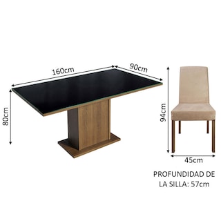 Foto 7 | Foto 7 | Juego de Comedor Mesa Tablero de Vidrio 6 Sillas Madesa Alexis Marrón