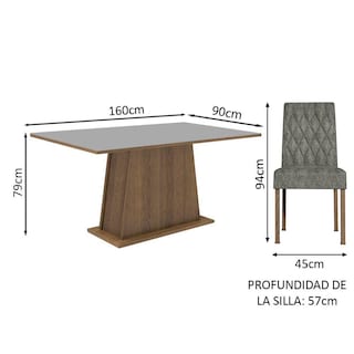 Foto 7 | Foto 7 | Juego de Comedor de Madera con 6 Sillas Madesa Britney MDJA060137 Marrón y Gris