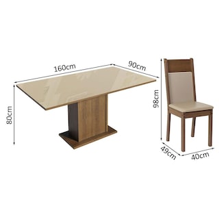 Foto 3 | Foto 3 | Juego de Comedor con Tablero de Vidrio y 4 Sillas Madesa Greta Crema Marrón Beige