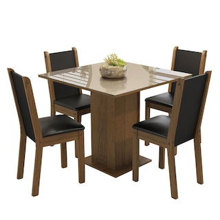 Foto 1 | Foto 1 | Juego de Comedor Madesa Tifani Mesa con Tablero de Vidrio 4 Sillas Marrón