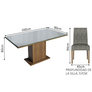 Foto 3 | Foto 3 | Juego de Comedor con Mesa de Vidrio y 6 Sillas Madesa Alexis Marrón