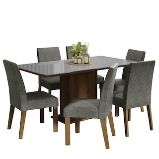 Foto 1 | Foto 1 | Juego de Comedor con Mesa de Vidrio y 6 Sillas Madesa color Marrón